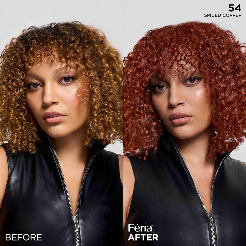 L'Oreal Paris Feria Hair Color - Multi-Faceted Shimmering Dye for 3X Highlights | 54 Spiced Copper, 1 Kit