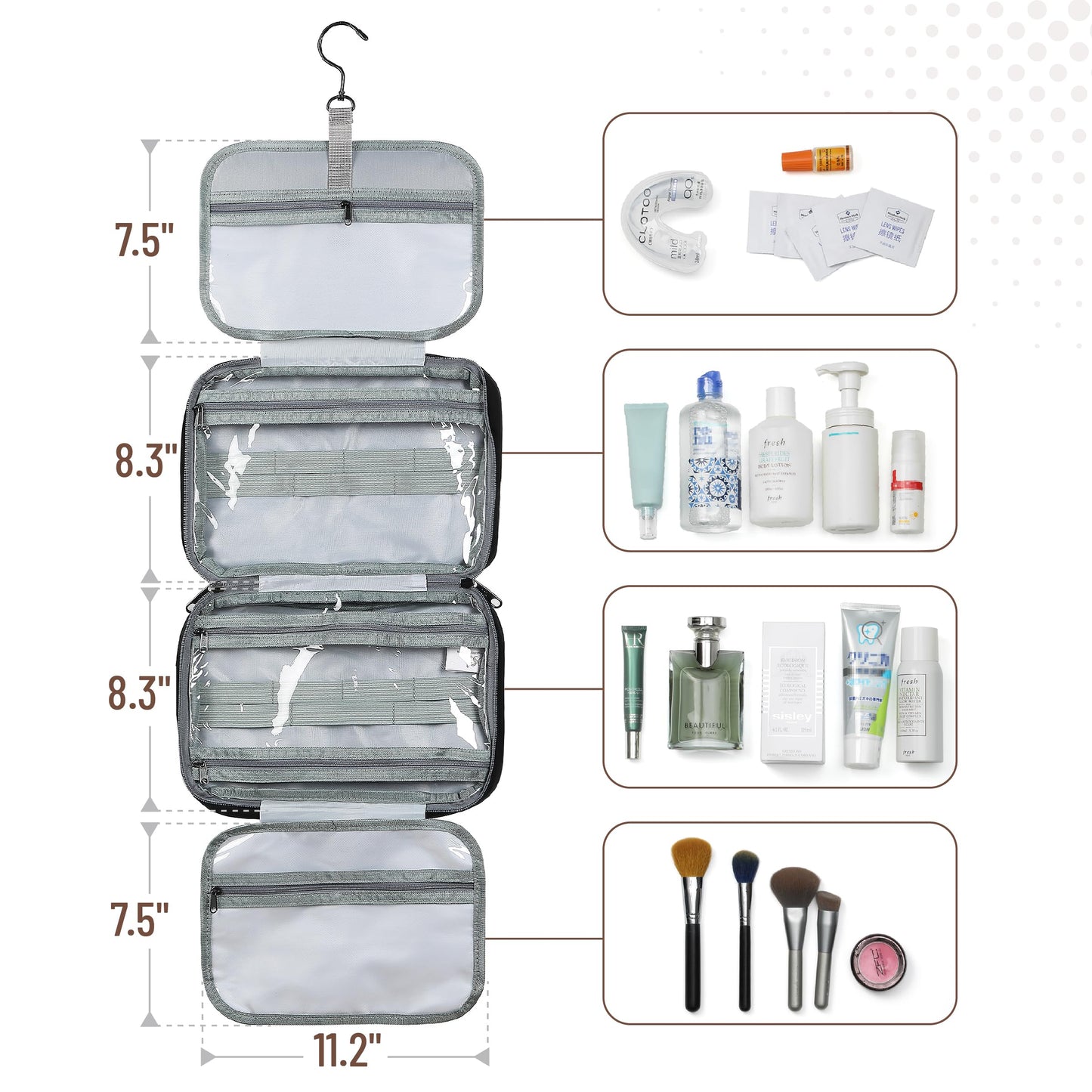 Ms. Pen- Travel Toiletry Bag Organizers, Black