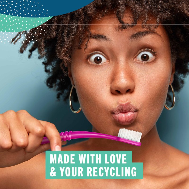 Preserve Eco Friendly Adult Toothbrushes, Made in The USA from Recycled Plastic, Lightweight Package, Soft Bristles, Colors Vary, 6 Pack
