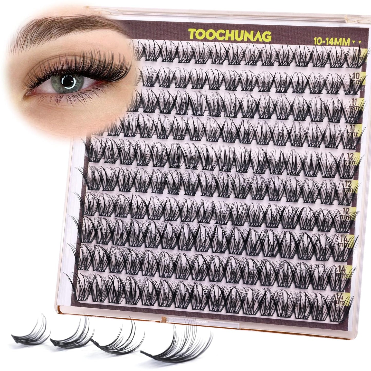 Natural Cluster Eyelash Extensions - Wispy D Curly Individual Lashes | 10-16mm Soft Volume DIY Lash Clusters