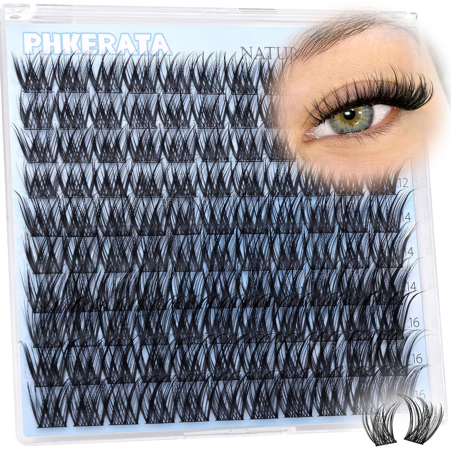Wispy Lash Clusters - 12-14-16mm Natural Eyelash Extensions for Soft, Fluttery Look | 110 Pcs Ultra-Thin Band