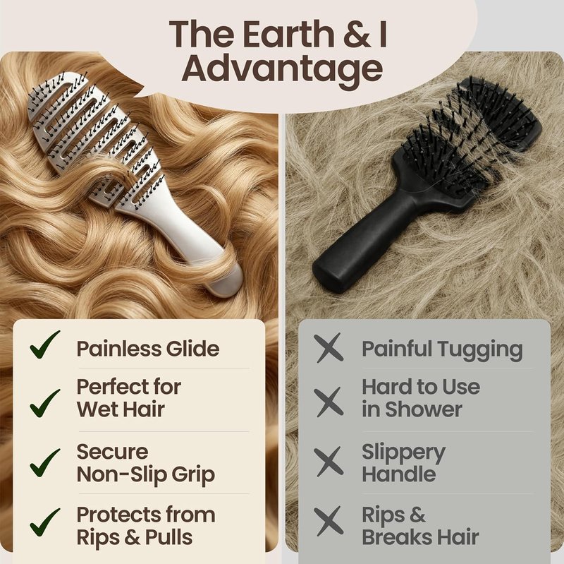 Pain-Free Flex Detangler Brush - 360 Omni-Flex for All Hair Types | Anti-Breakage, Non-Slip Grip