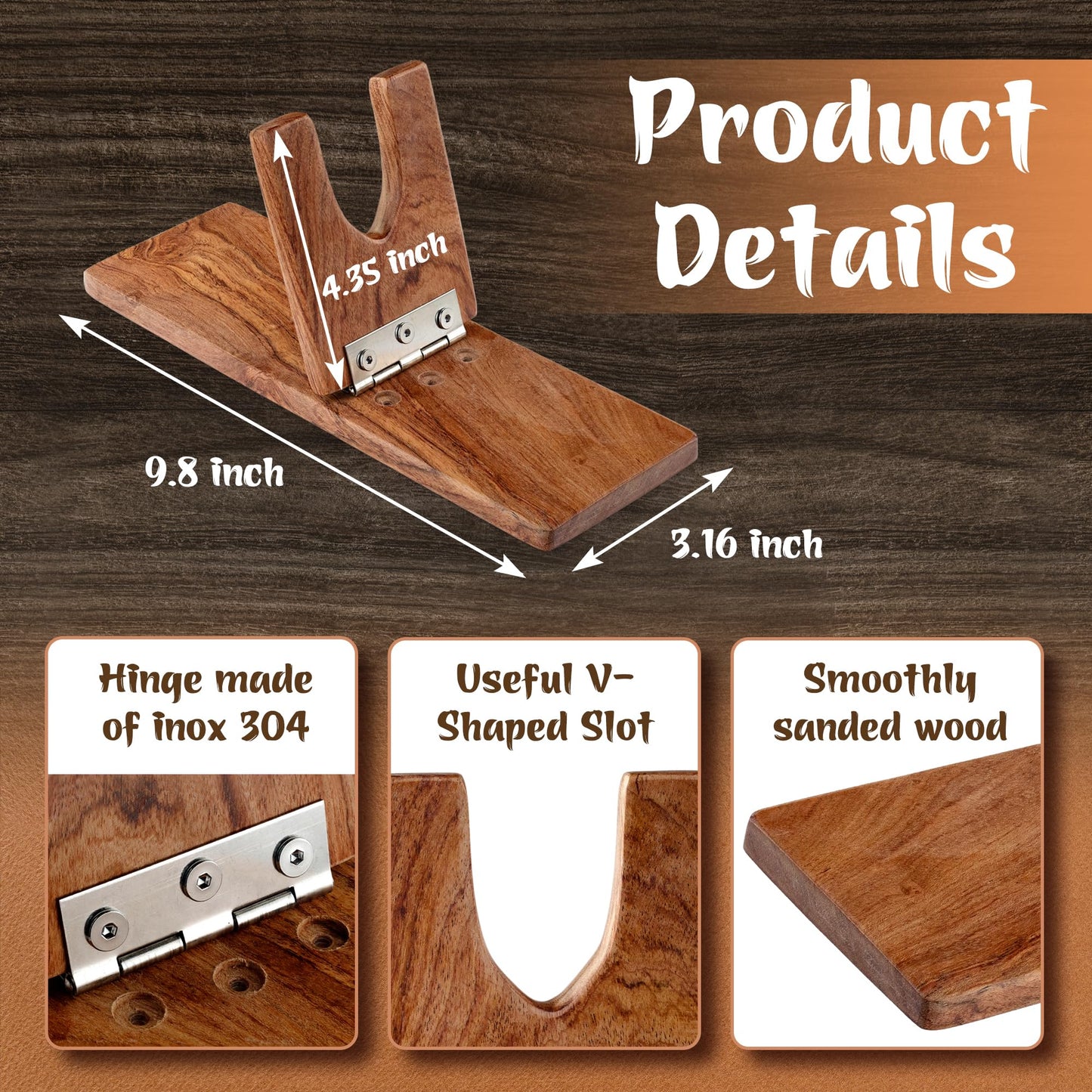 VTUNA Wooden Glue Gun Holder Stand, Hot Melt Adhesive Supporting Tool, Melting Glue Dispenser Foldable Base, Glue Applying Tool Holder