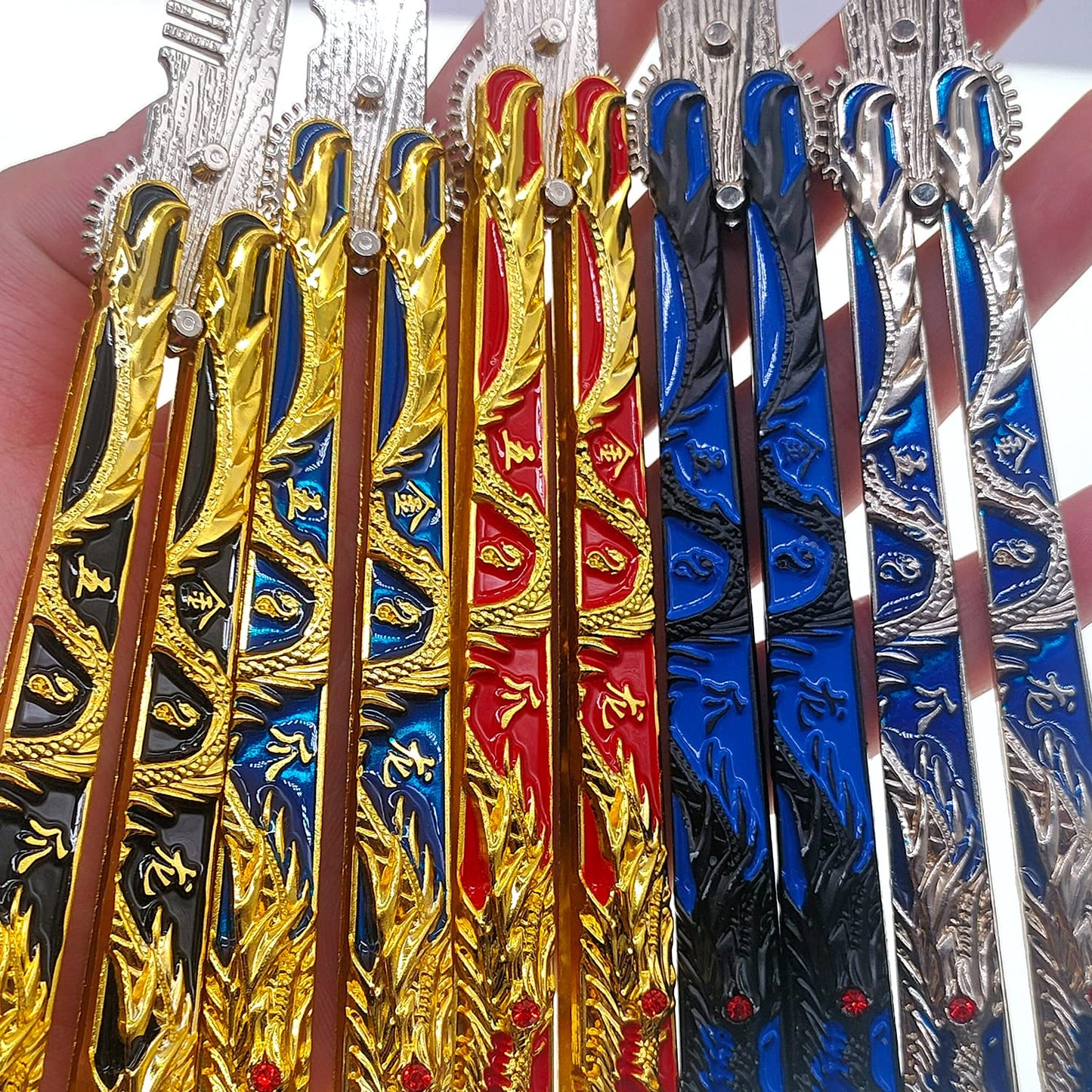 WANLIAN Dragon Beautiful comb,Beautiful comb Stainless Steel Folding Practice Combs Hair Styling Tools for Sport Outdoor Use (5pcs dragon)