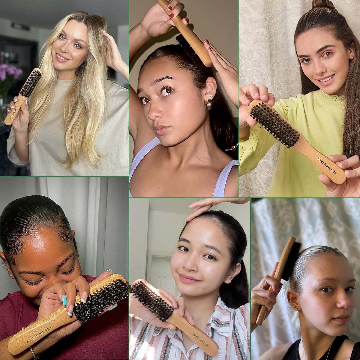 GranNaturals Boar Bristle Hair Brush - Large Smoothing Brush for Sleek, Frizz-Free Styles | Unisex Hair Care Tool