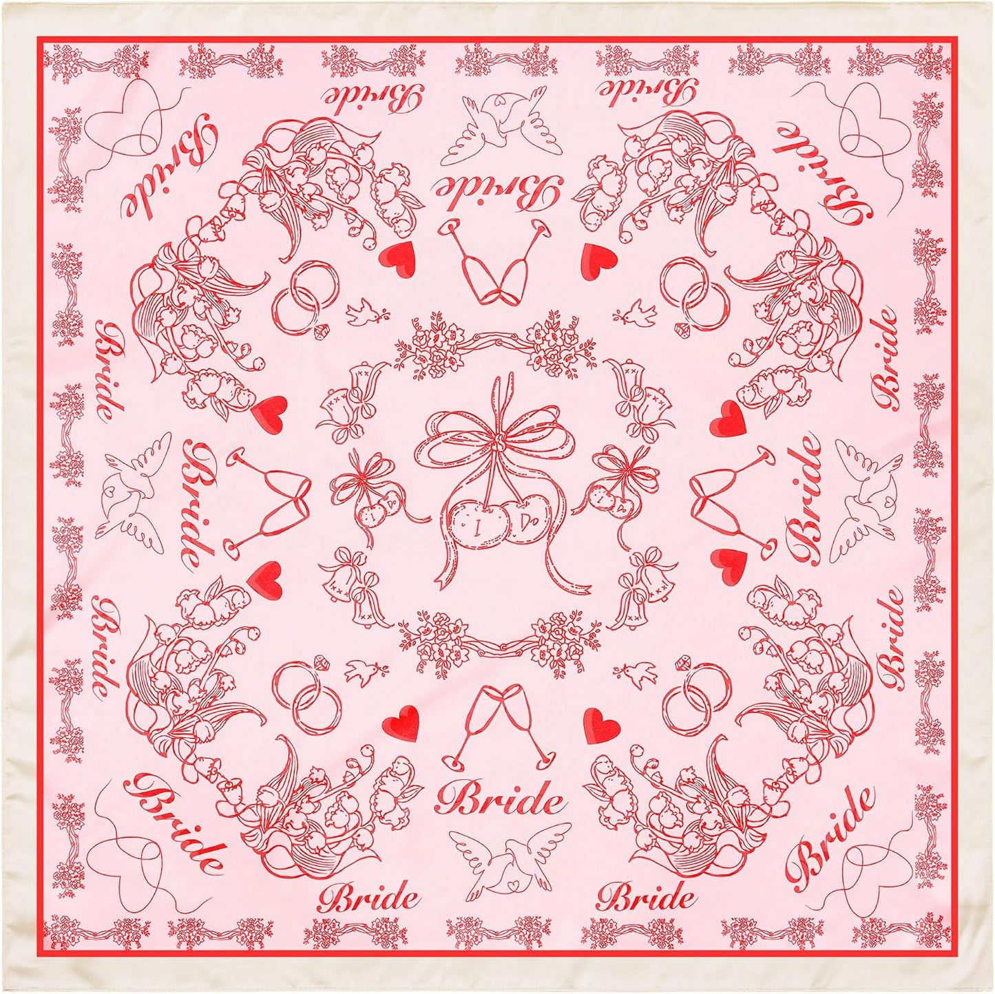 Bride Head Scarf - Bachelorette Party Bandana | 27.5" Square Satin Handkerchief for Weddings & Events