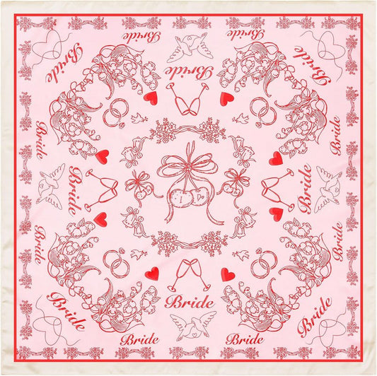 Bride Head Scarf - Bachelorette Party Bandana | 27.5" Square Satin Handkerchief for Weddings & Events