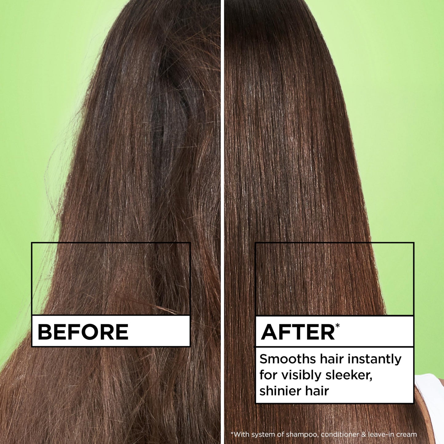 Garnier Fructis Sleek & Shine XL Leave-In Conditioner Cream, Anti-Frizz Hair Treatment with Plant Keratin + Argan Oil, Controls Frizz and Provides Smoothness For Frizzy, Dry Hair, Value, 16.9 Fl Oz
