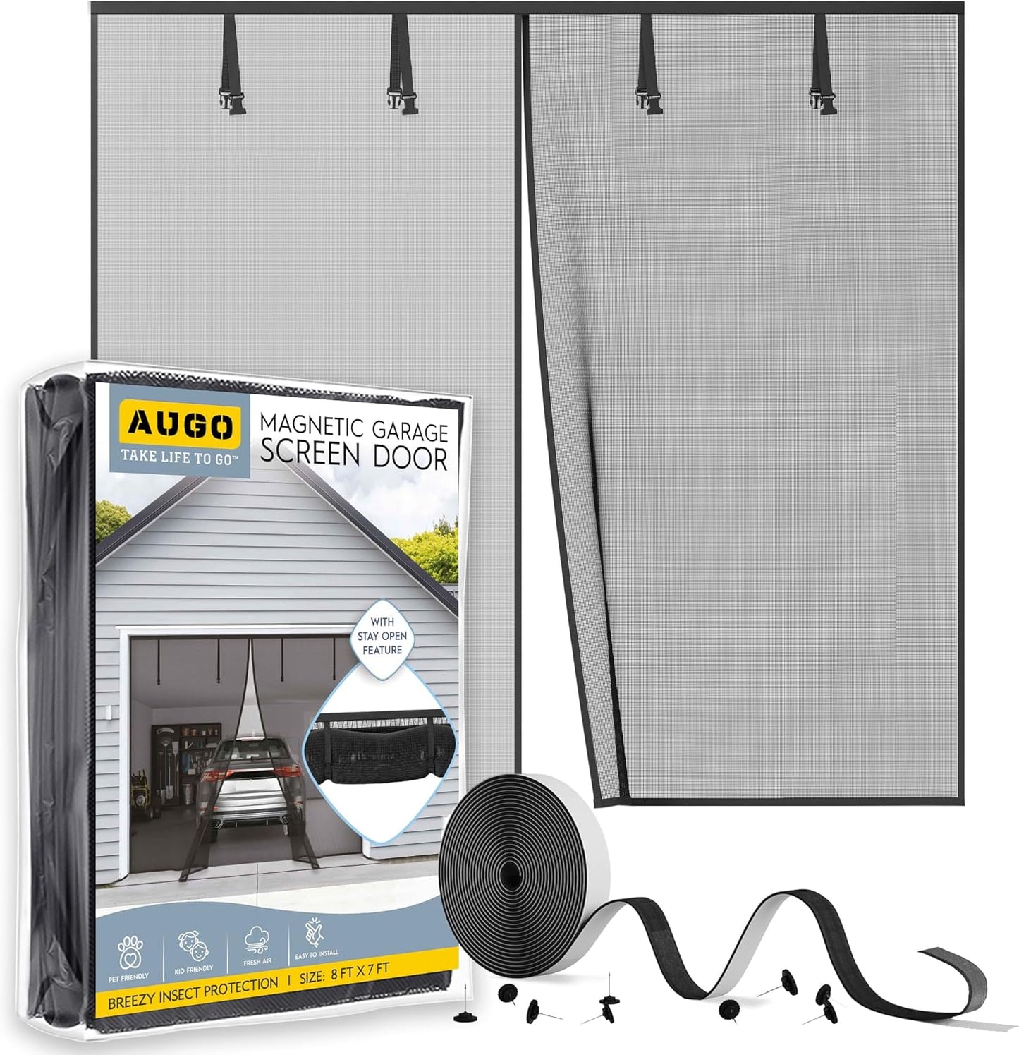 Magnetic Screen Door - Heavy Duty, Self-Sealing Mesh Keeps Bugs Out | 38" x 83" - Pet & Kid Friendly