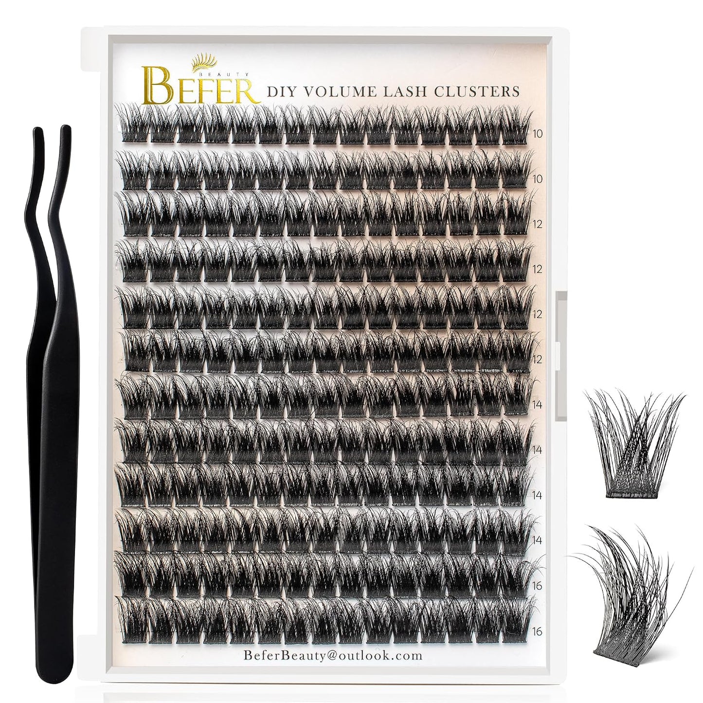 BEFER Lash Clusters - 120 Pcs D Curl Eyelash Extensions for DIY Volume | Fluffy & Wispy 10-16MM
