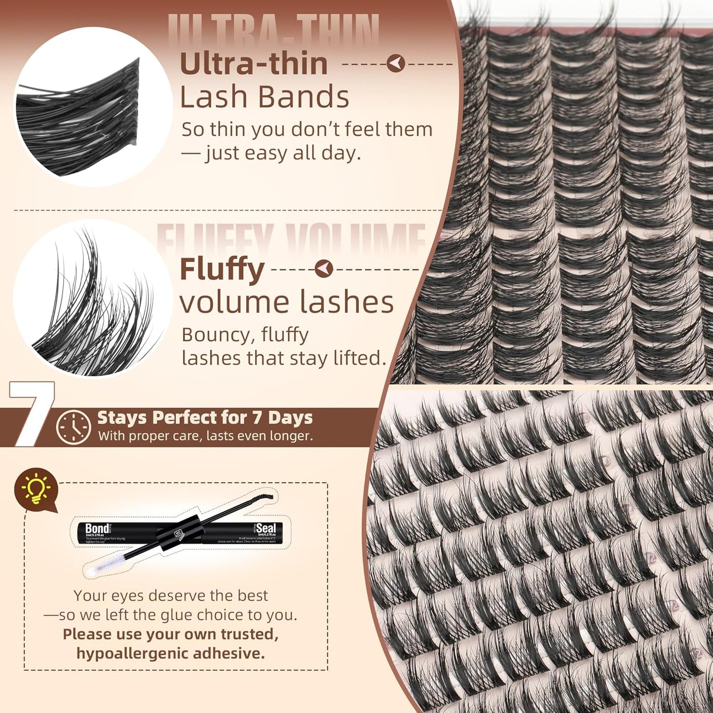 Manga Eyelash Clusters - Wispy Spiky Individual Lashes 8-14MM | 180Pcs Daily Wear Extensions