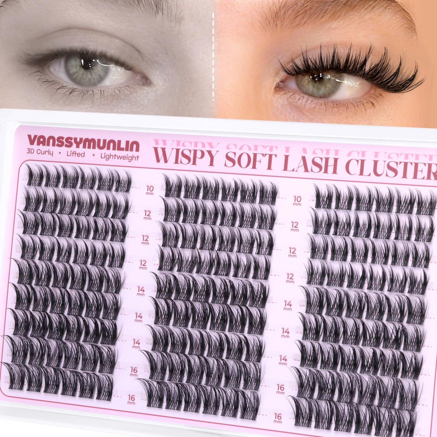 Wispy Manga Lash Clusters, Natural Separated Eyelash Clusters Fluffy Fairy Cluster Eyelash Extensions CD Curl Lashes Clusters Soft 10-16mm 162pcs Lash Extension for DIY at Home by Vanssymunlin