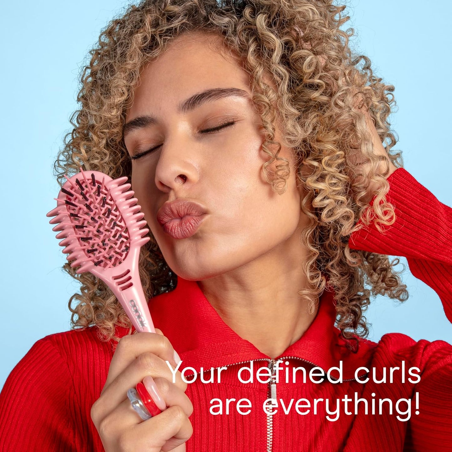 Conair Curl Define Pro Mini Detangler Brush - Frizz-Free Curl Defining Tool | Pink