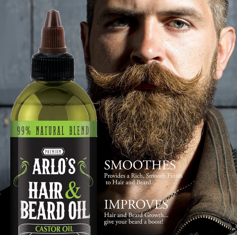 Arlo's Hair and Beard Oil with Castor Oil 8 oz. - Hair Oil, Mustache Oil and Beard Oil Growth