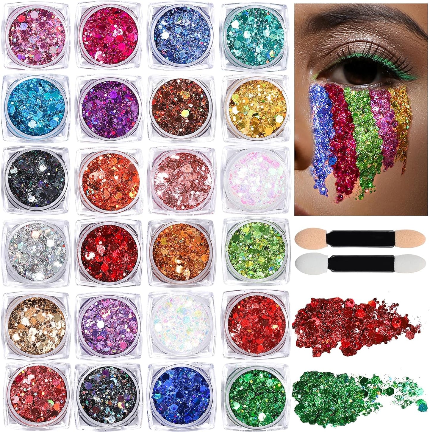 12 Colors Face Glitter Gel | Glow in The Dark Body Glitter for Festivals - Perfect for Women
