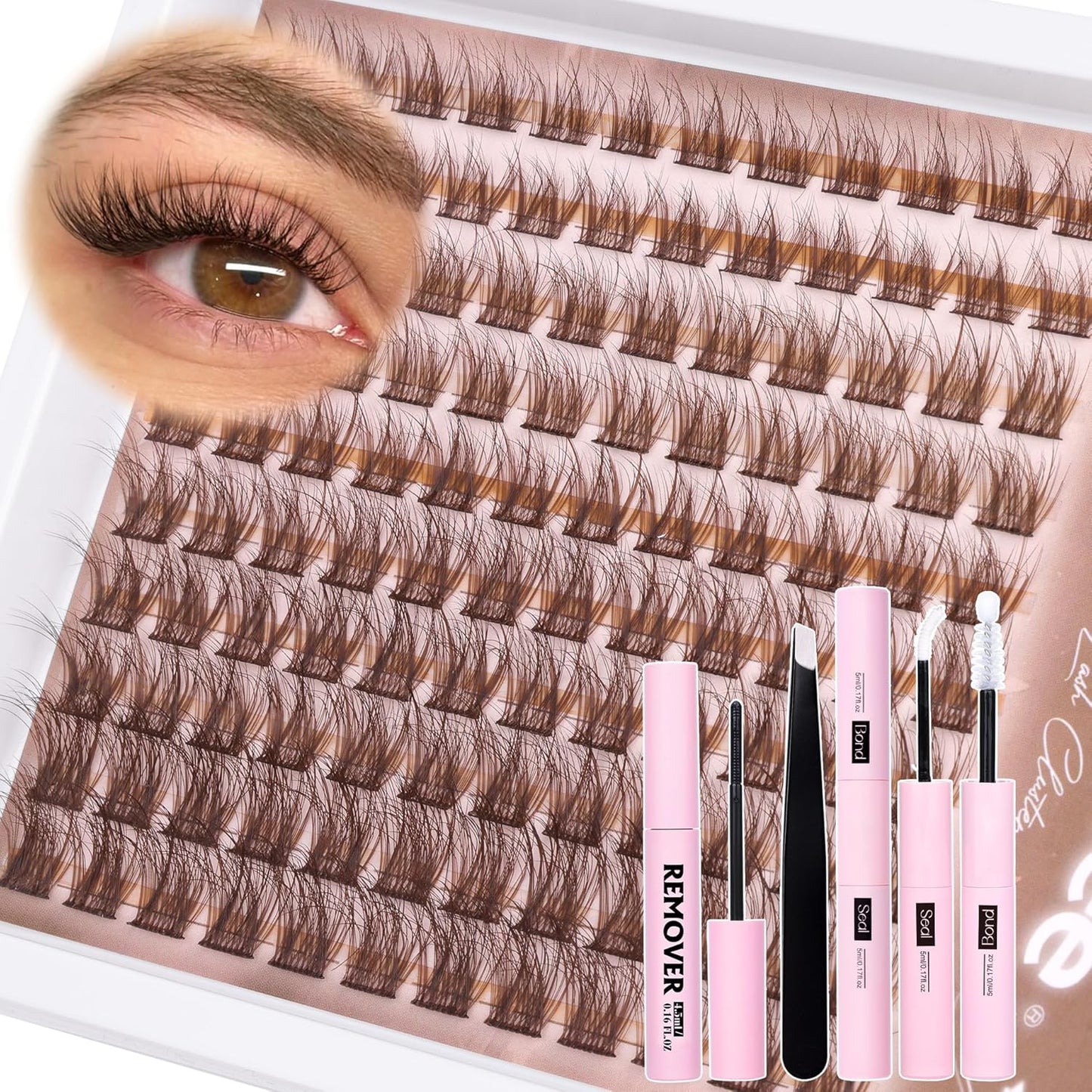 Natural DIY Lash Extensions - C-Curly Cluster Eyelashes | 216 Pcs Wispy Cat Eye Lashes for Beginners