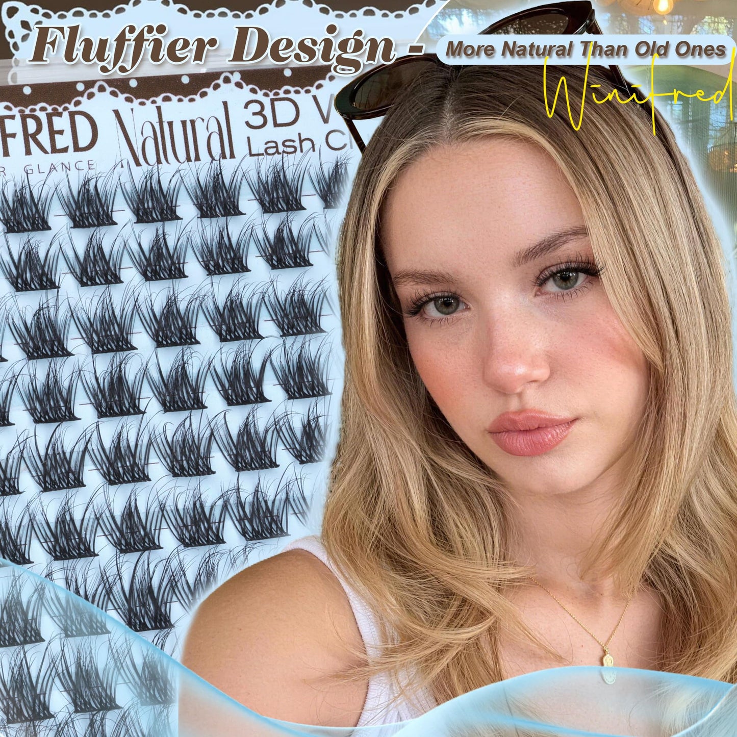 Winifred Lash Clusters Natural Eyelash Clusters Wispy Fluffy Cluster Eyelash Extensions C Curly Short 10-12-14mm Lash Extensions DIY Spider Lightweight Individual Lashes Clean Girl by Winifred