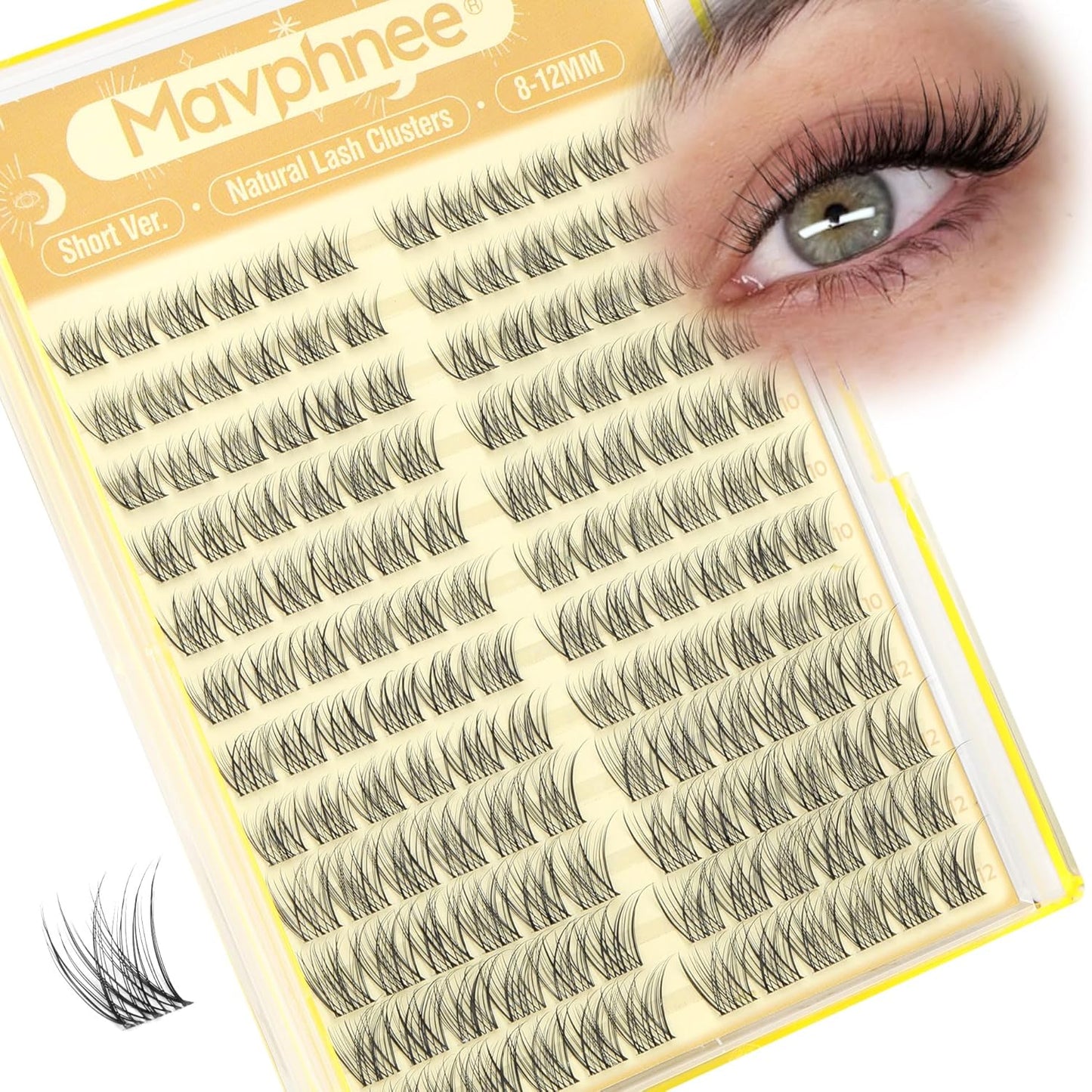 Natural Cluster Eyelash Extensions - Short Lash Clusters 8-10-12MM | CC-Curly Wispy Individual Lashes, 144 Pcs