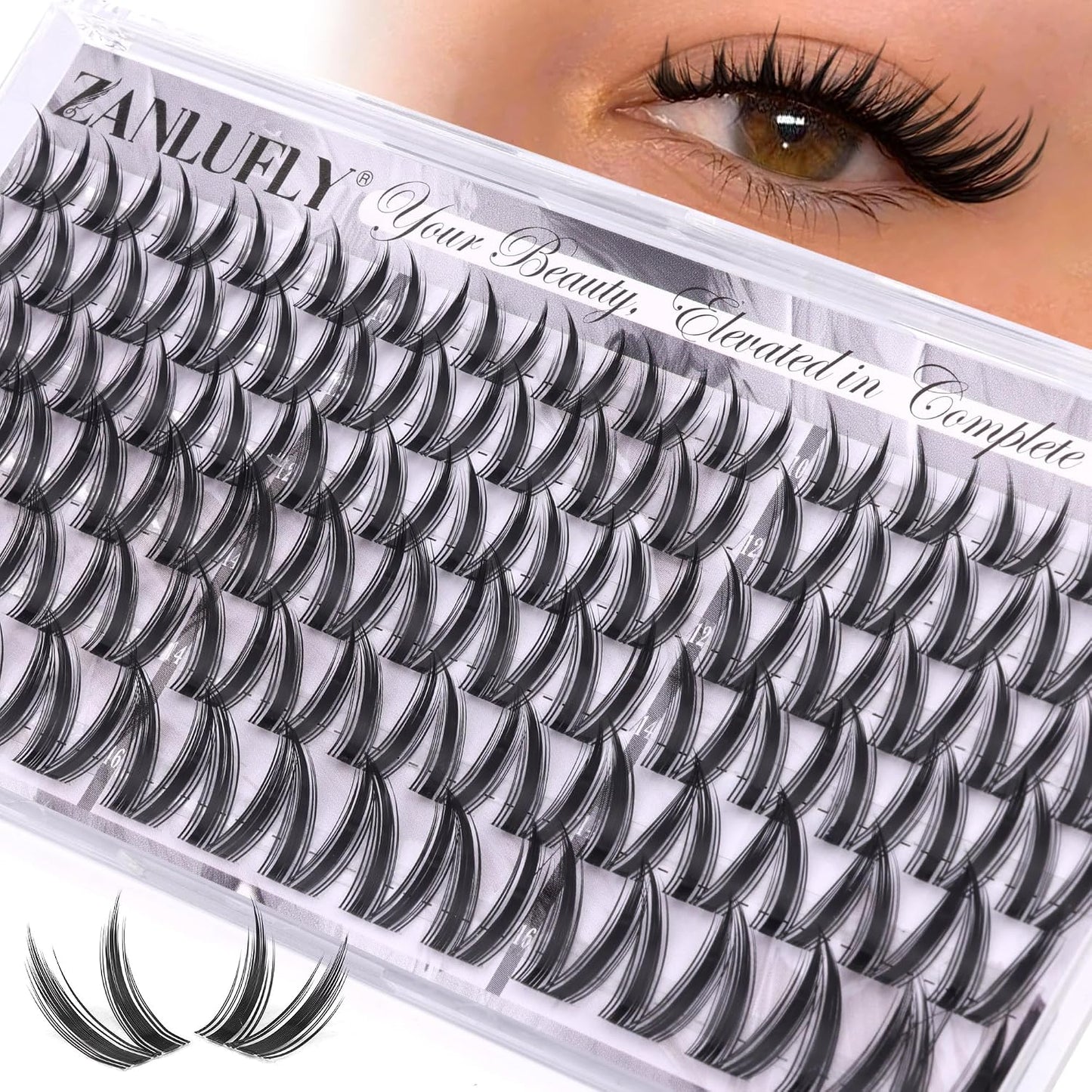 Natural Volume Eyelash Clusters - Wispy Faux Mink Extensions 10-16mm | CC Curly Individual Lashes