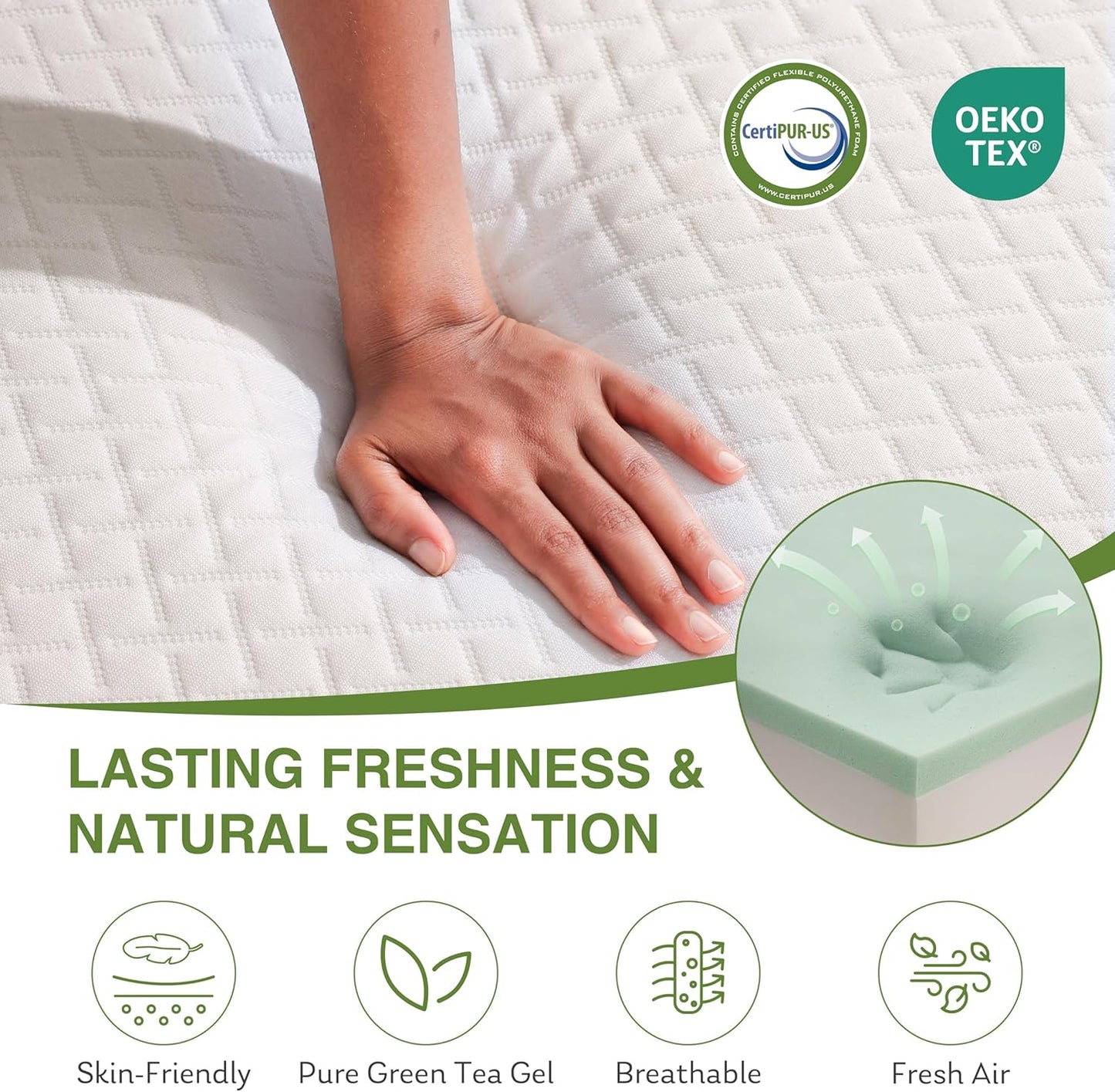 Full Size Memory Foam Mattress - 10 Inch Cooling Gel Bed with Medium Firm Support | CertiPUR-US Certified, 75''L x 54''W, White