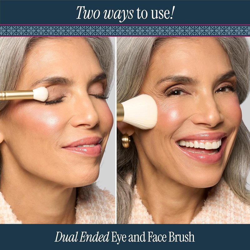 Laura Geller Daily Routine Kit - Limited Edition Makeup Set for Mature Skin | Includes Baked Foundation, Blush & Kabuki Brush