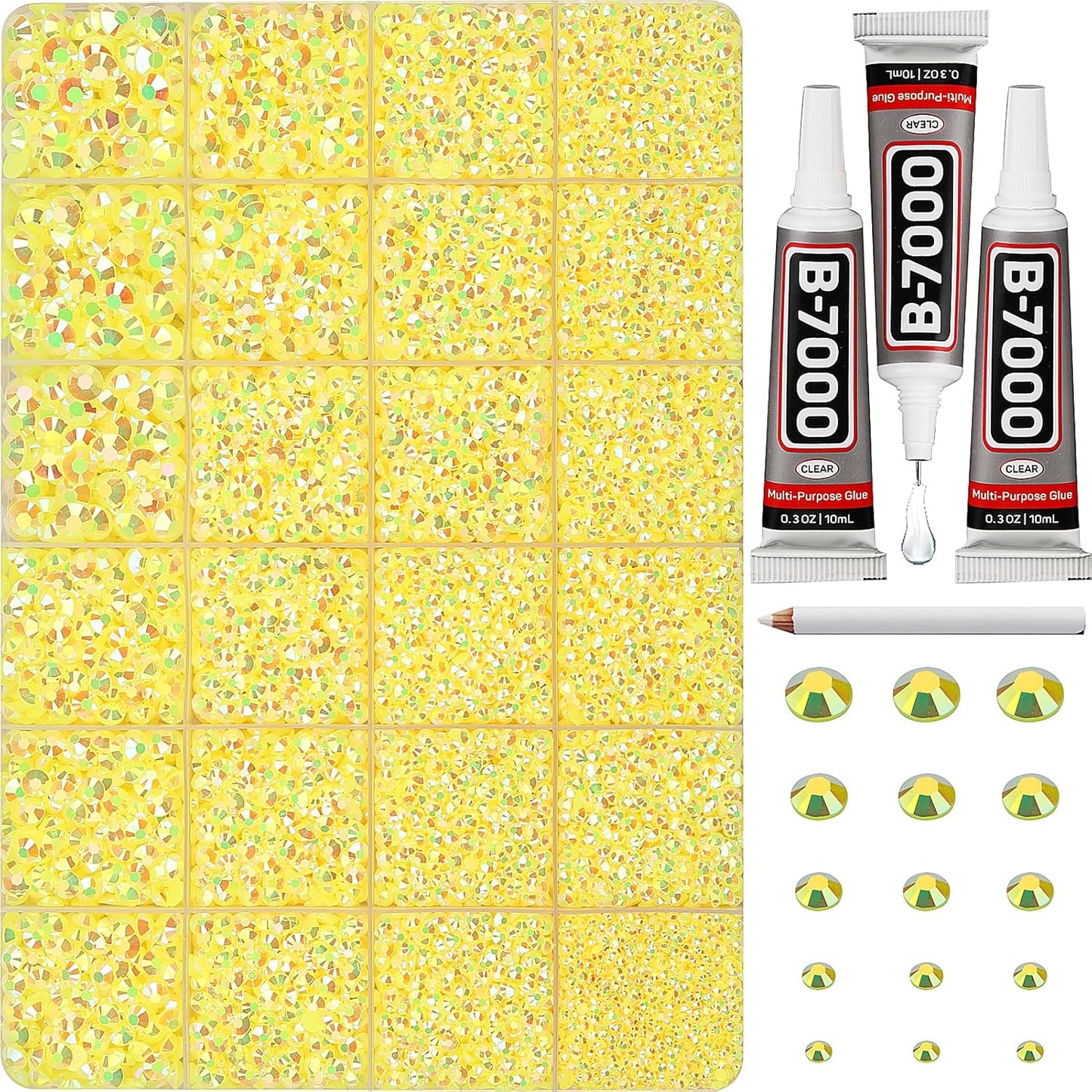 Red Rhinestones Bedazzler Kit - 6500 Pcs Flatback Crystals & B7000 Glue | 2-6mm Resin Gems for Crafts, Clothes, Shoes, Nails