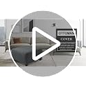 NeColorLife Small Square Ottoman Cover - Stretch Jacquard Slipcover in Beige