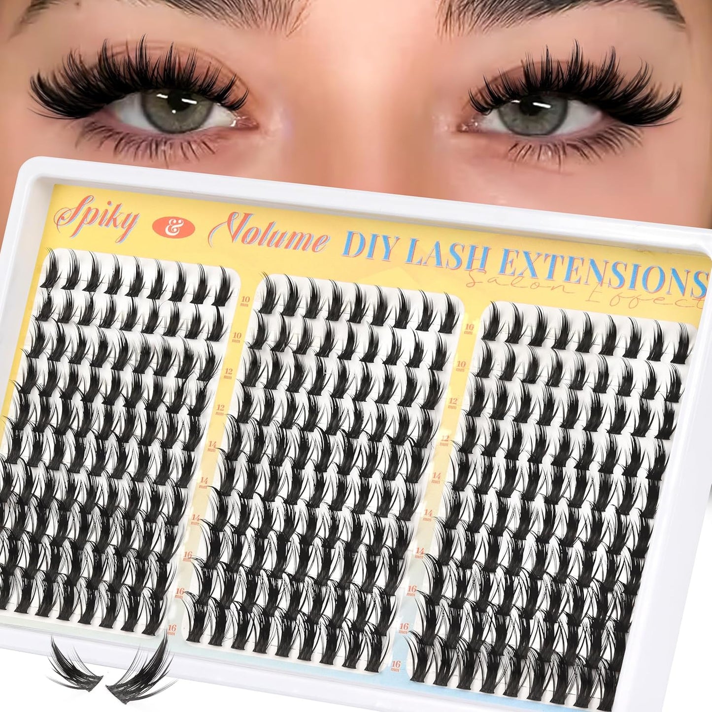 Manga Lash Clusters Kit - Spiky Anime Eyelash Extensions 270 Pcs | D Curl, 10-16mm, Fluffy & Natural Look