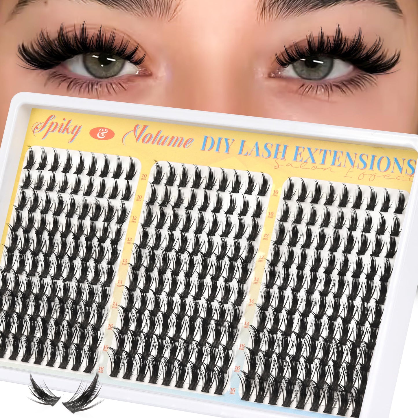 Fyonas Manga Lash Clusters Spiky Anime Cluster Eyelash Extensions 270Pcs D Curl Volume Fluffy Eyelash Clusters 10-16mm DIY Fairy Wispy Individual Lashes Natural Look (Crystal Spire)