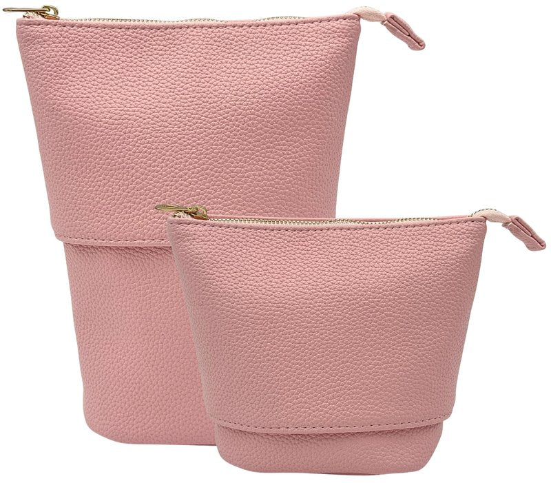 JAZD Travel Makeup Brush Bag Standup Brush Holder Portable Convertible Make up Brush Pouch Cosmetic Case (PINK)