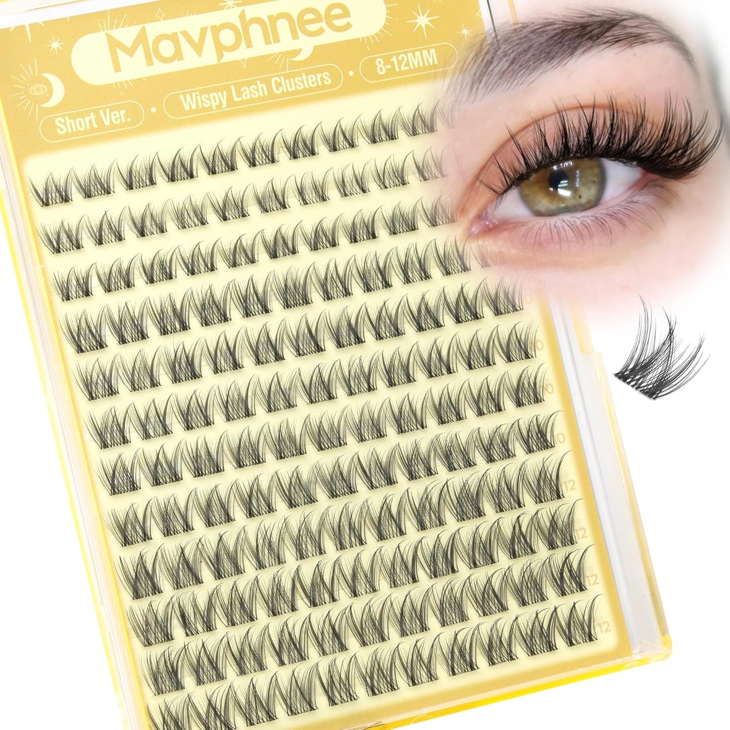 Natural Cluster Eyelash Extensions - Short Lash Clusters 8-10-12MM | CC-Curly Wispy Individual Lashes, 144 Pcs