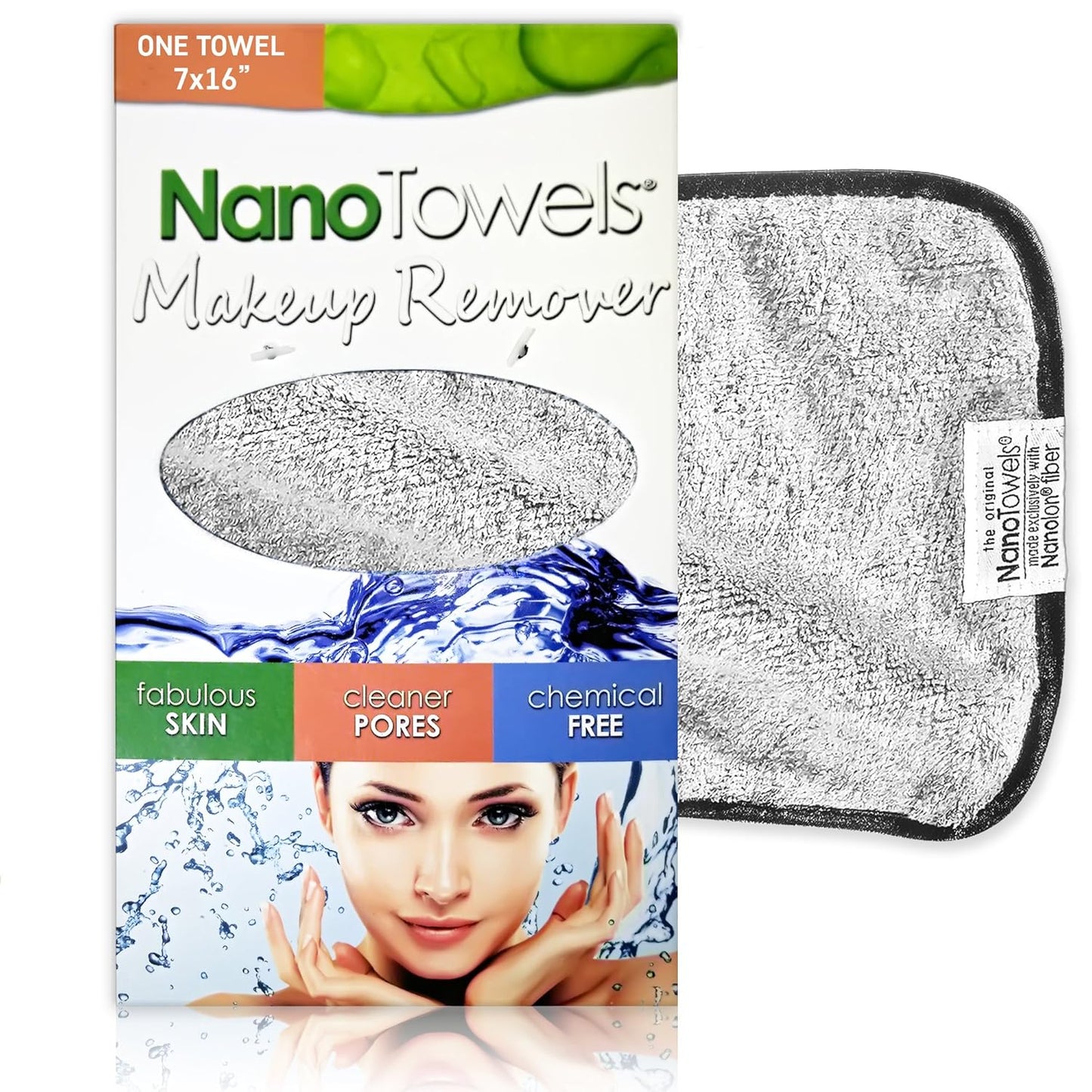 Nano Towel Makeup Remover - Chemical-Free Face Wash Cloth for Sensitive Skin | Exfoliating Grey