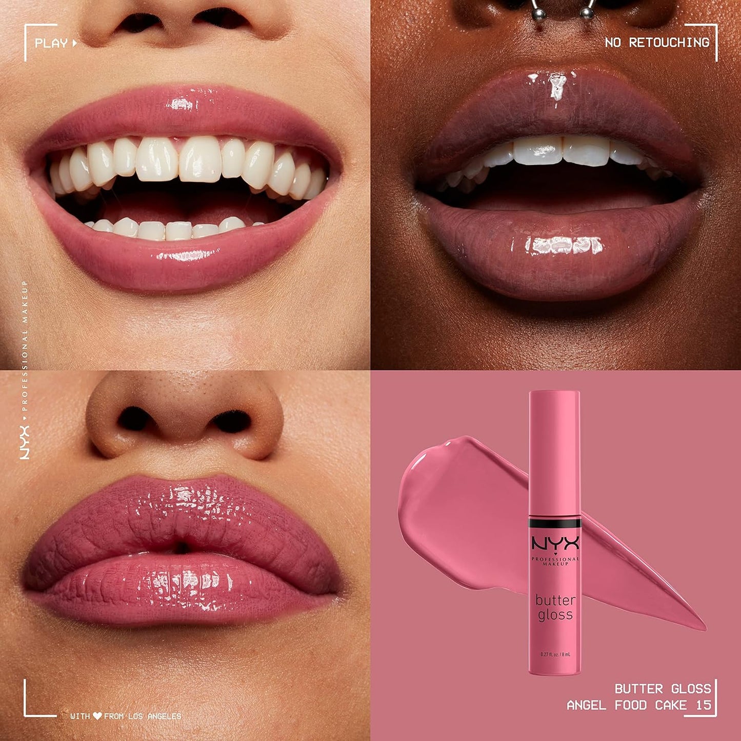 NYX Butter Gloss - Non-Sticky Lip Gloss Set | 3 Shades: Angel Food Cake, Creme Brulee, Madeleine