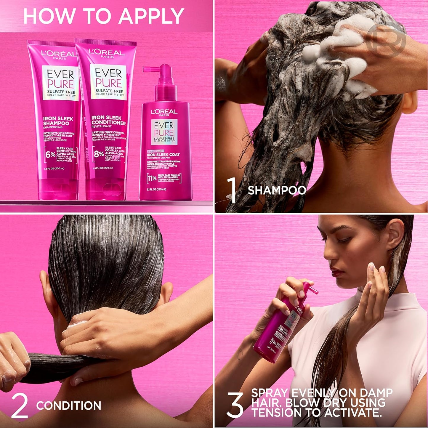 L'Oreal Paris Sulfate-Free Smoothing Shampoo & Conditioner Set - Frizz Control for Color-Treated Hair | 13.6 Fl Oz