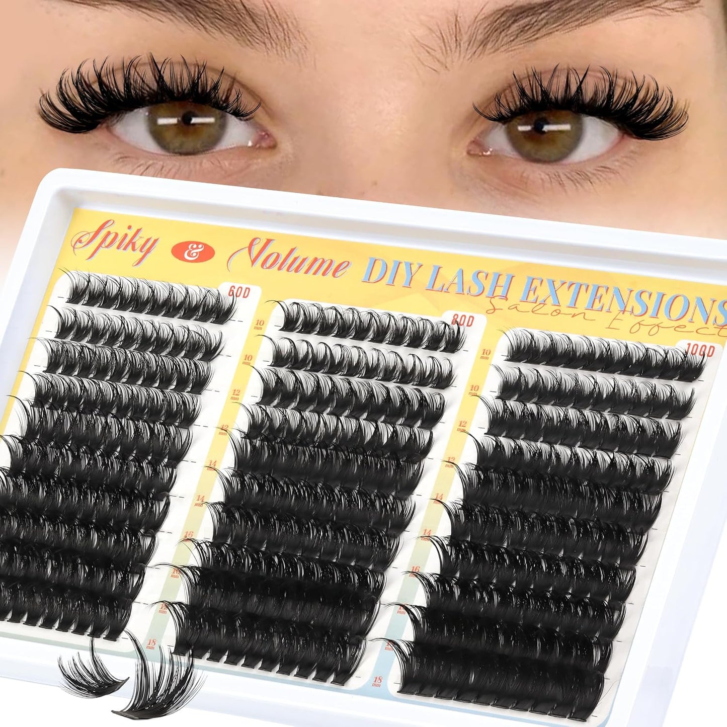 Manga Lash Clusters Kit - Spiky Anime Eyelash Extensions 270 Pcs | D Curl, 10-16mm, Fluffy & Natural Look