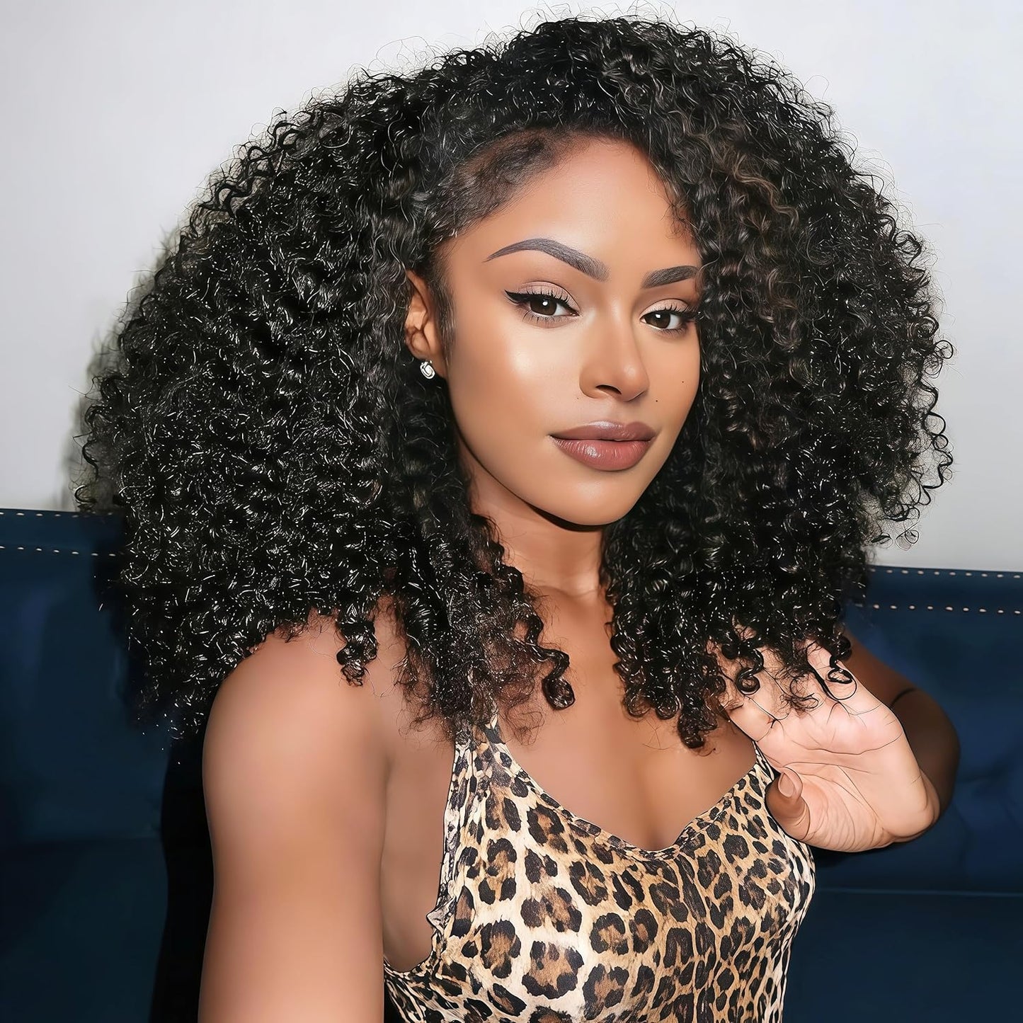 Burmese Curly Half Wig - 200% Density Human Hair | 14-Inch Glueless Flip Over for Black Women