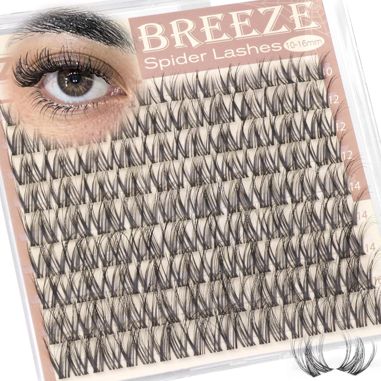 Breeze Spider Lash Clusters - Wispy DD Curl Eyelash Extensions | 10-16mm, 144PCS for Natural Daily Wear