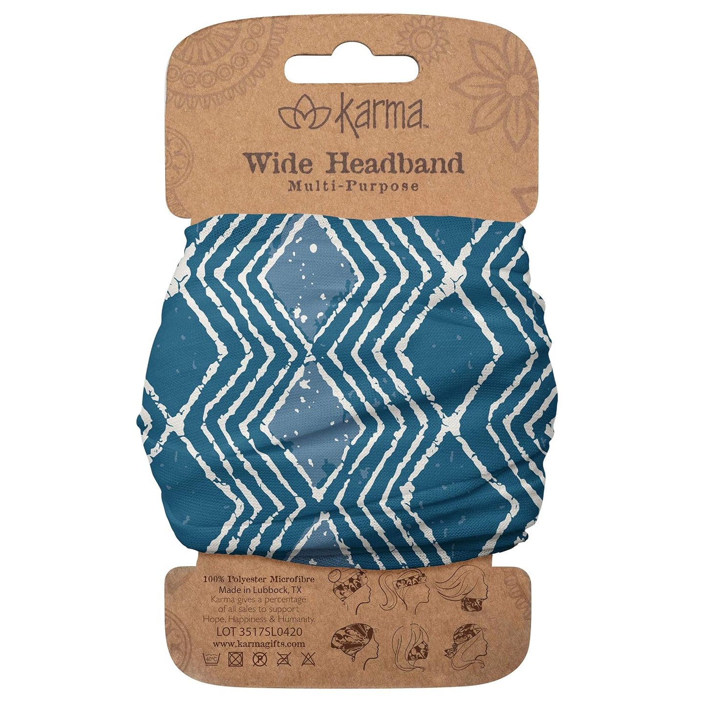 Floral Headband for Women - Teal/Apricot Split Design | Wide Fabric & Stretchy Hair Scarf