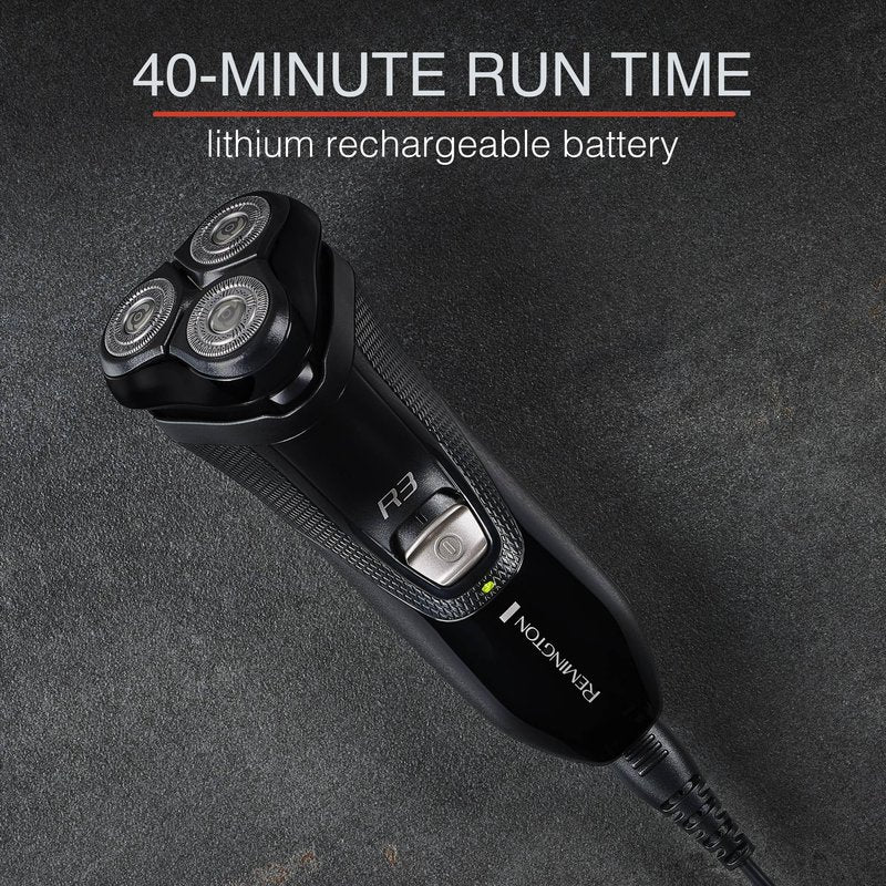 Remington R3 Style Series Rotary Shaver for Men, Flexing Technology and Sensitive Skin Comfort, Rechargeable Wet or Dry Electric Razor with Pop Up Trimmer and Stubble Attachment