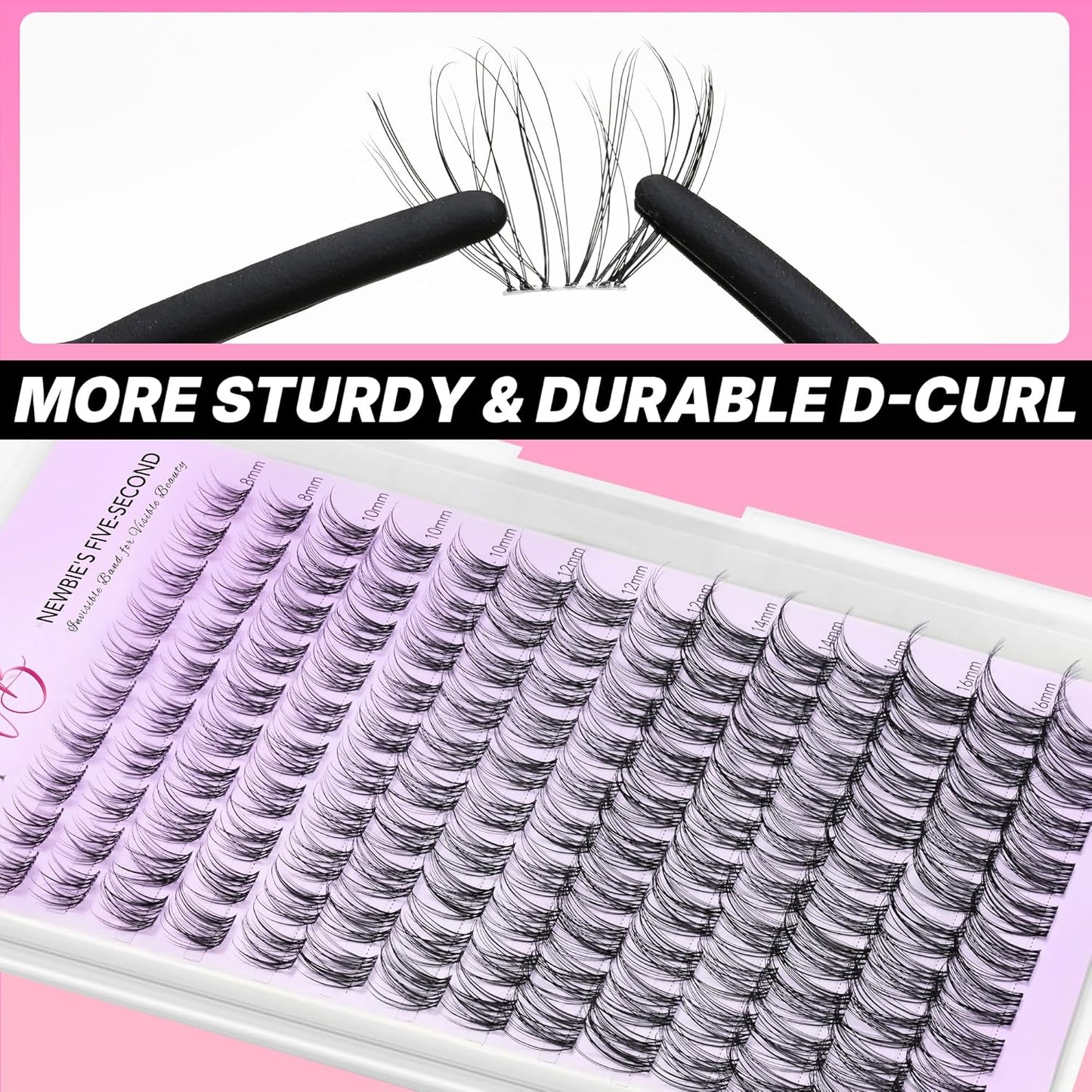 Lash Clusters Individual Eyelash Extensions - Thin Invisible Band | DIY False Eyelashes 8-16mm Mixed Length