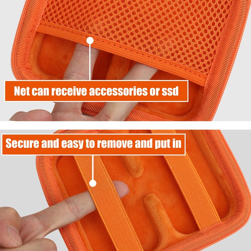 Aenllosi Hard Travel Case Replacement for SanDisk Extreme PRO SDSSDE81/SDSSDE80 / Extreme SDSSDE61 Portable 500GB/1/2/4 TB SSD(Black&Orange,Only Case)