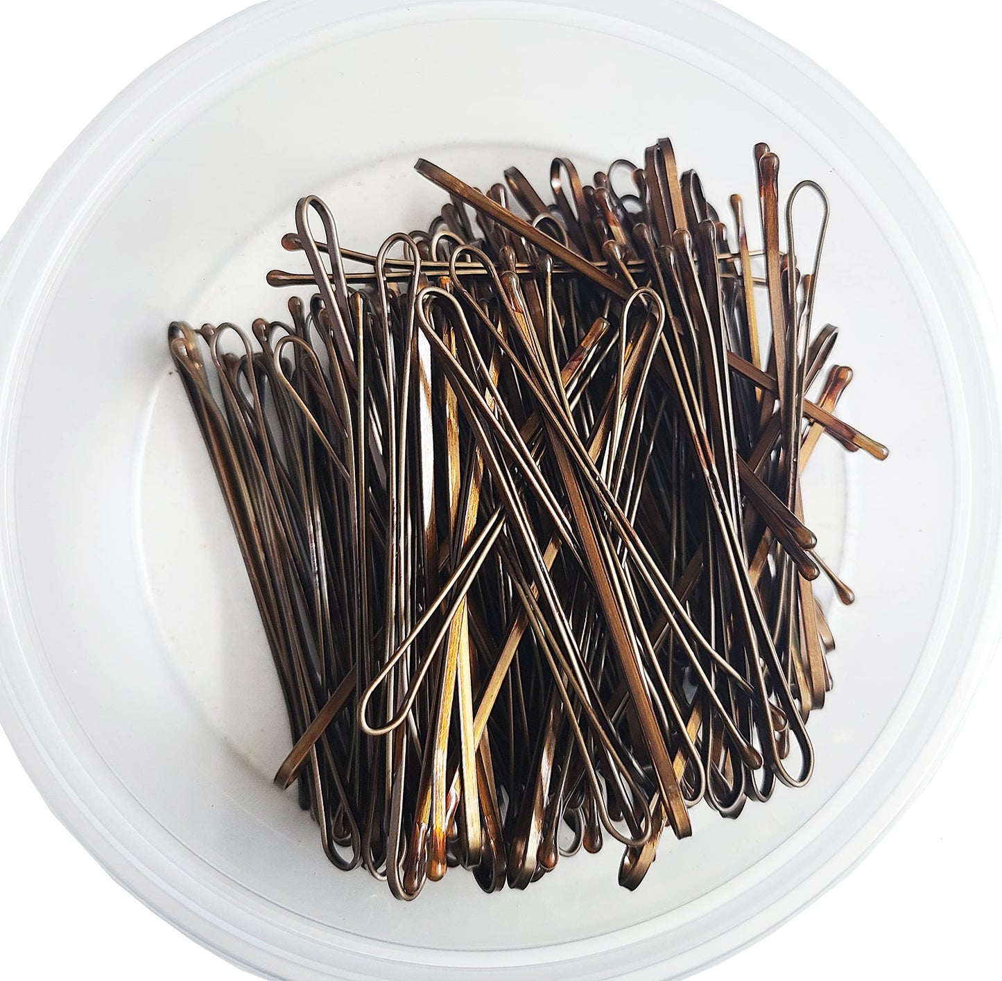 Kleravitex BRONZE Jumbo Bobby Hair Pins 2.75" Tipped Flat Style Pins for Women Perfect For Rollers Hair Pins for Wedding & Party Styling - 100 pieces Tub Made in USA