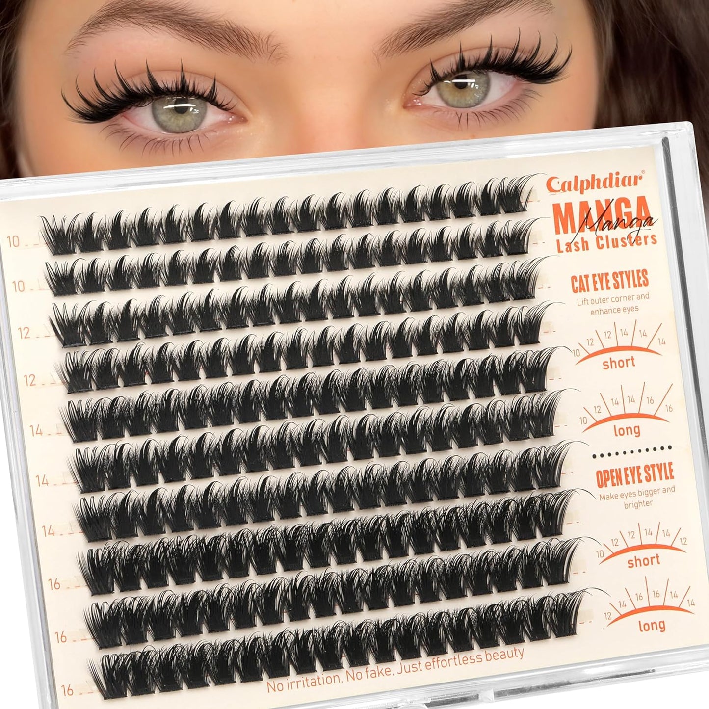 Manga Lash Clusters - Wispy Spiky Volume Eyelash Extensions | Weightless 10-16mm Individual Lashes for DIY Cat Eye Looks