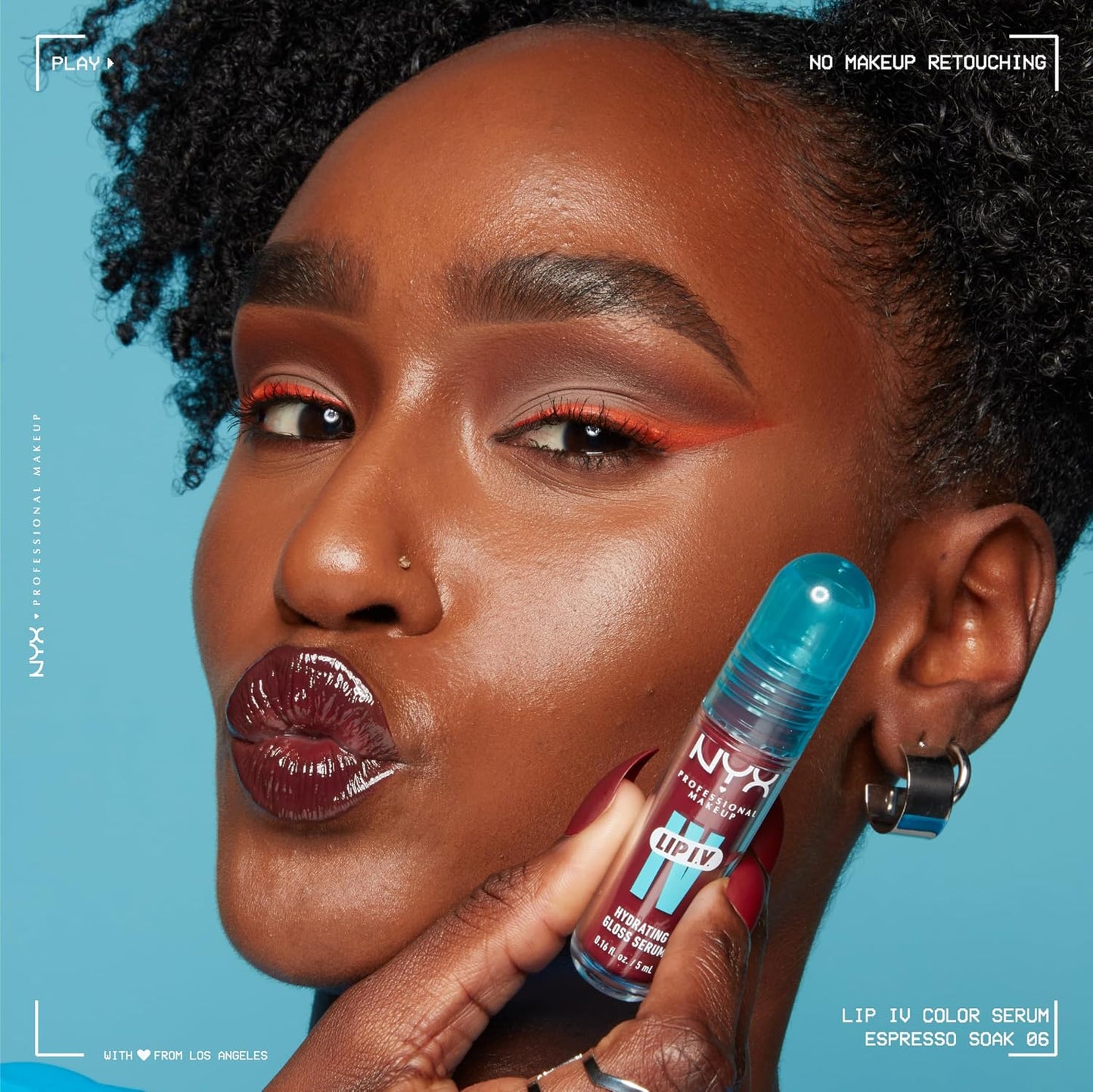 NYX Lip IV Hydrating Glossy Lip Stain - Long-Lasting Vegan Formula with 12 HR Hydration | Mocha Me Wet (Brown)