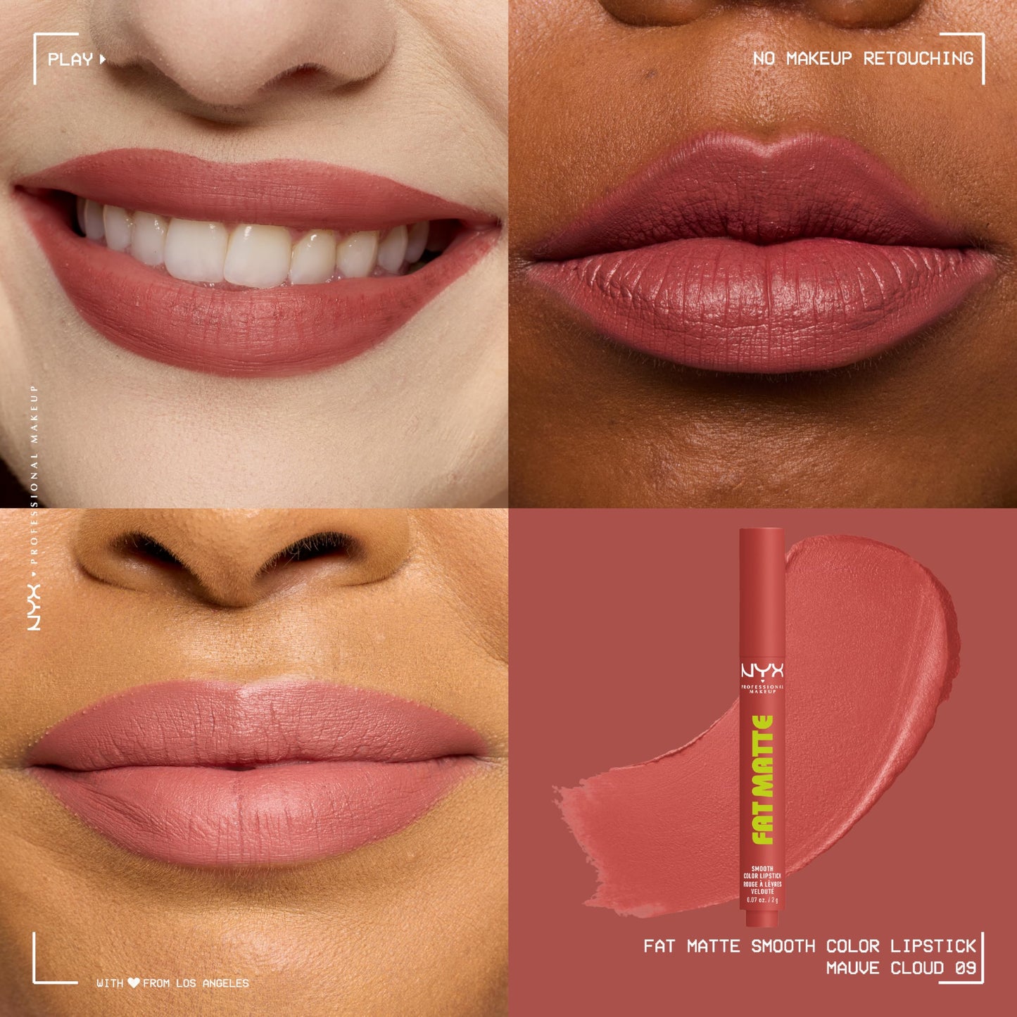 NYX PROFESSIONAL MAKEUP Fat Matte Lipstick, Pigmented, Smoothing, & Non-Drying Lip Crayon, Long Lasting Lip Makeup, Vegan & Cruelty Free - Mauve Cloud (Deep Rose)