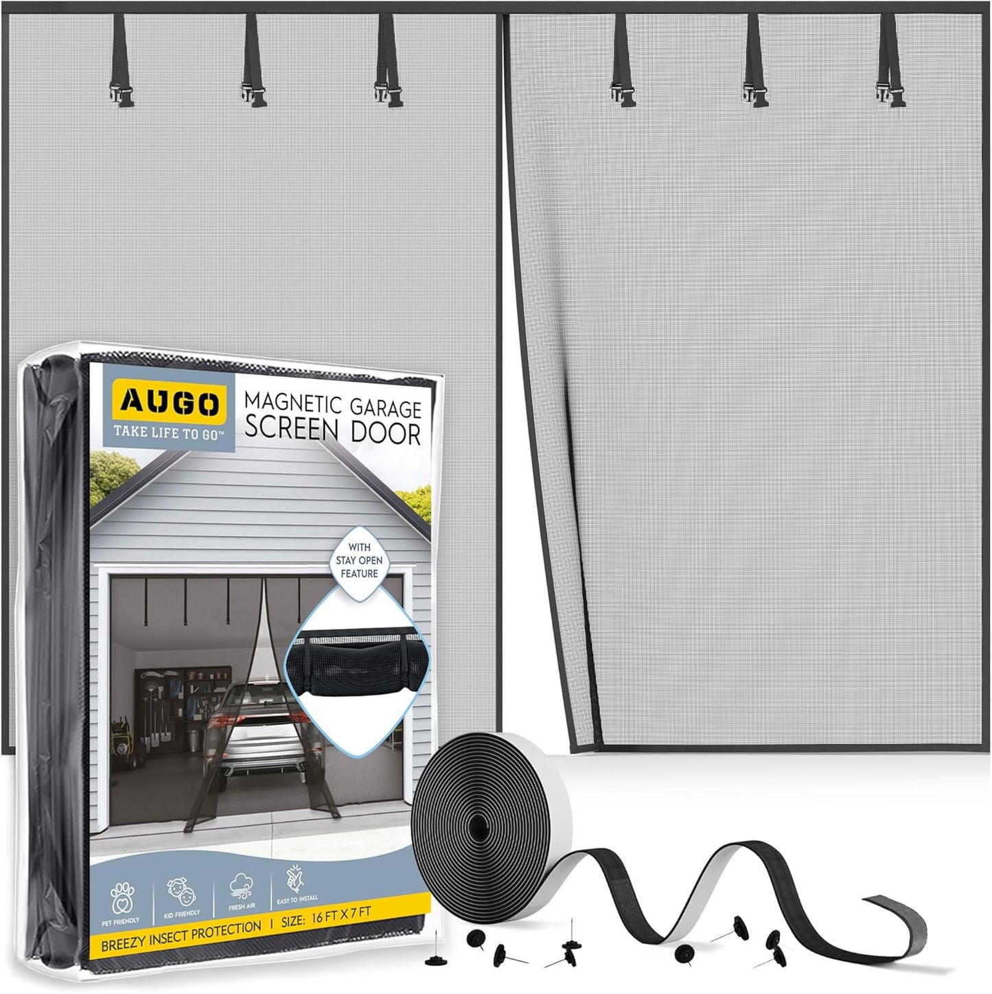 Magnetic Screen Door - Heavy Duty, Self-Sealing Mesh Keeps Bugs Out | 38" x 83" - Pet & Kid Friendly