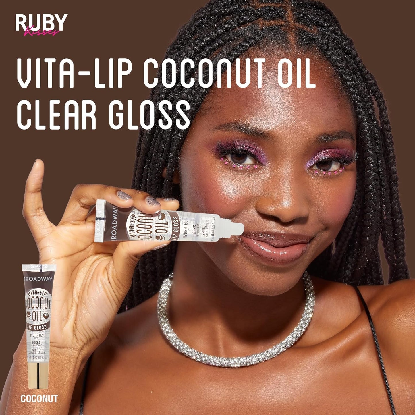 Ruby Kisses Vita-Lip Clear Lip Gloss - Ultra-Hydrating Coconut Oil Formula | 12 Pack, High-Shine Finish
