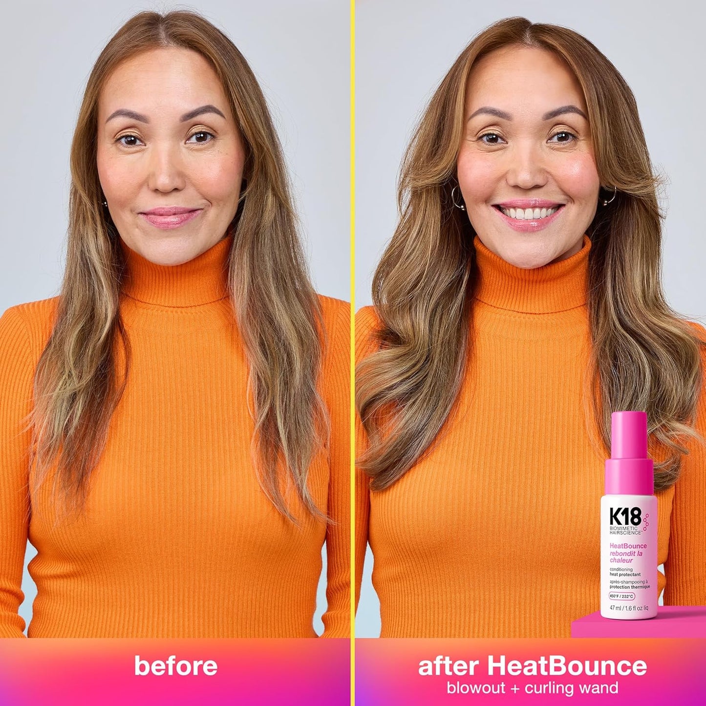 K18 HeatBounce Conditioning Heat Protectant Spray - Lightweight Leave-In Conditioner for All Hair Types | 450℉ (232°C) Protection