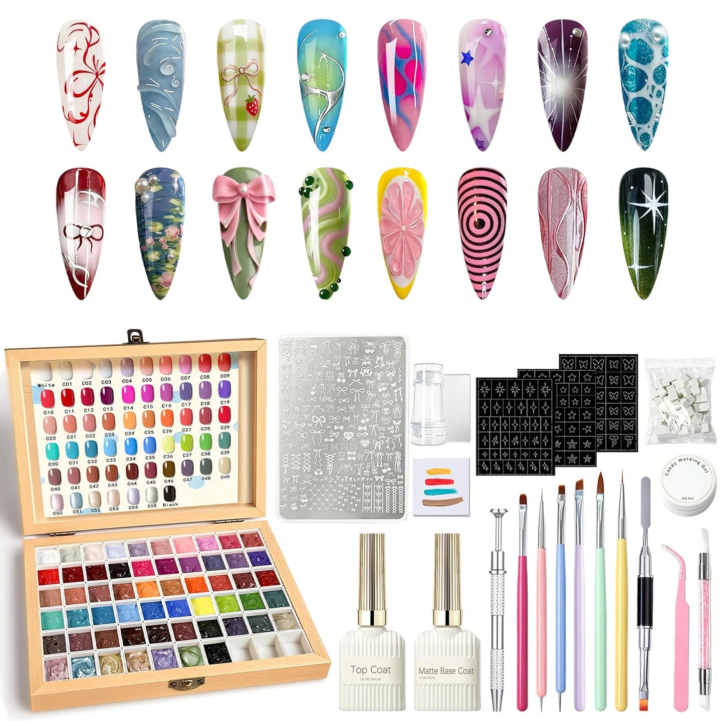 Ombre Nail Gradient Painting Gel Kit - 57 Colors Sponge Paint & Tools for French Manicure | Blush Blooming