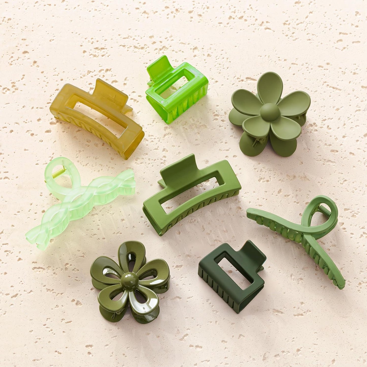 Flower Hair Clips - 8PCS Non-Slip Claw Clips for Thick Hair | Multi-Style Neutral Colors Set